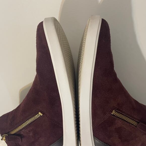 Cole Haan Women’s Suede Sneakers Grand Crosscourt Ankle Mid Top sz 8.5 B Maroon - Picture 9 of 14
